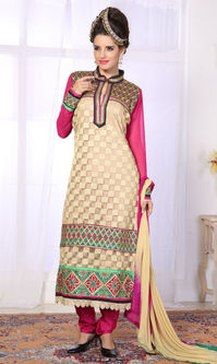 Beige Party Wear Suit (Butterfly 003)